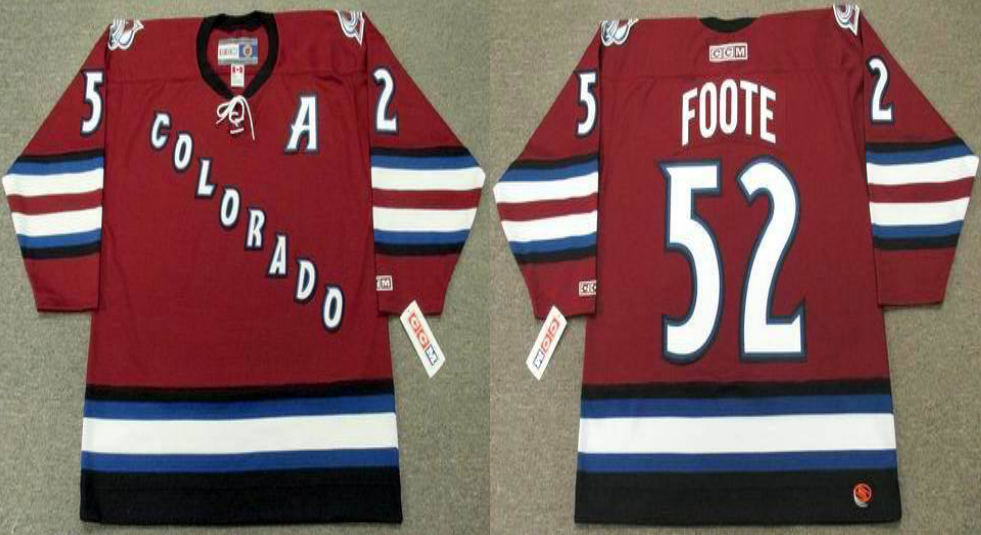 2019 Men Colorado Avalanche 52 Foote red style #2 CCM NHL jerseys